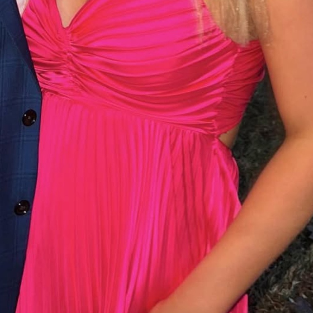 Hot Pink Pleated Party Dress